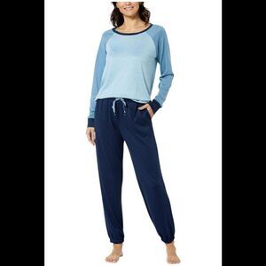 Comfort Code Women's So Cozy Marled Knit Jogger PJ Set Blue - Regular